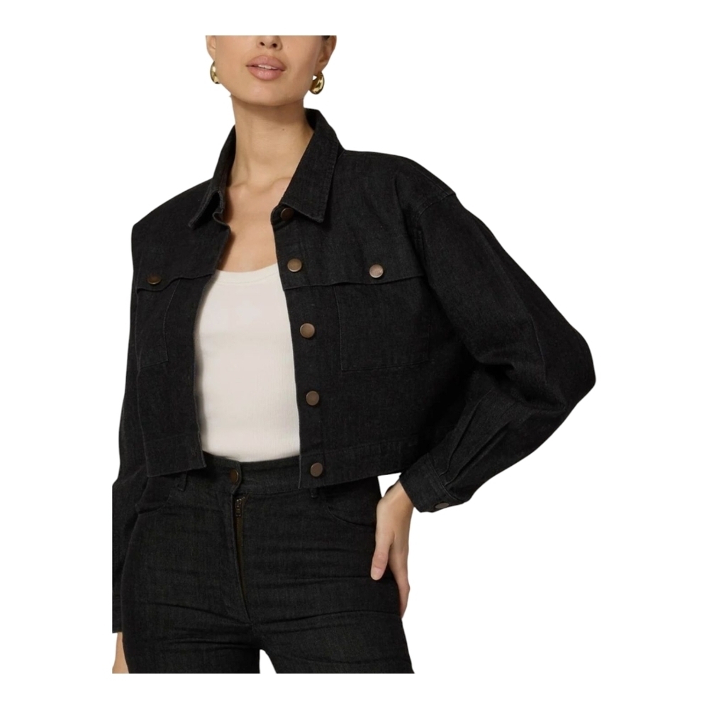 Cleobella Dean Jacket In Black Denim XL Womens NWT $198